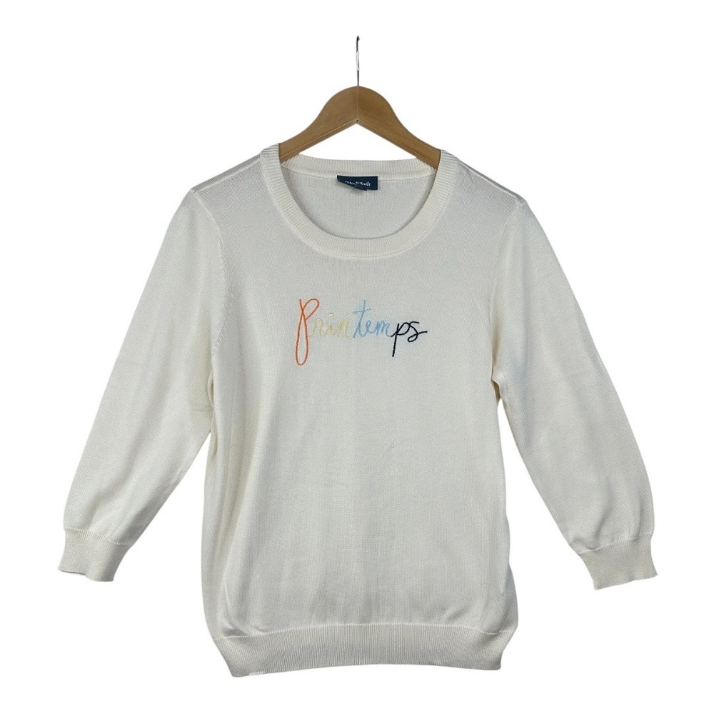 Modcloth Printemps Embroidered Sweater‎ size Large Cream